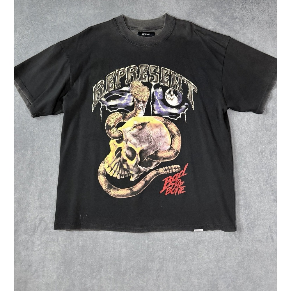 Represent‎ Bad To The Bone Men's T-Shirt Vintage Inspired Large Gothic Y2K Biker